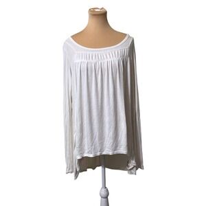 We The Free Free People Babydoll Tunic Top L White Ribbed Boho Cottagecore